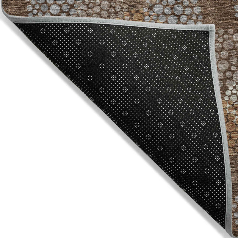 9' X 12' Brown Gray And Ivory Polka Dot Washable Indoor Outdoor Area Rug