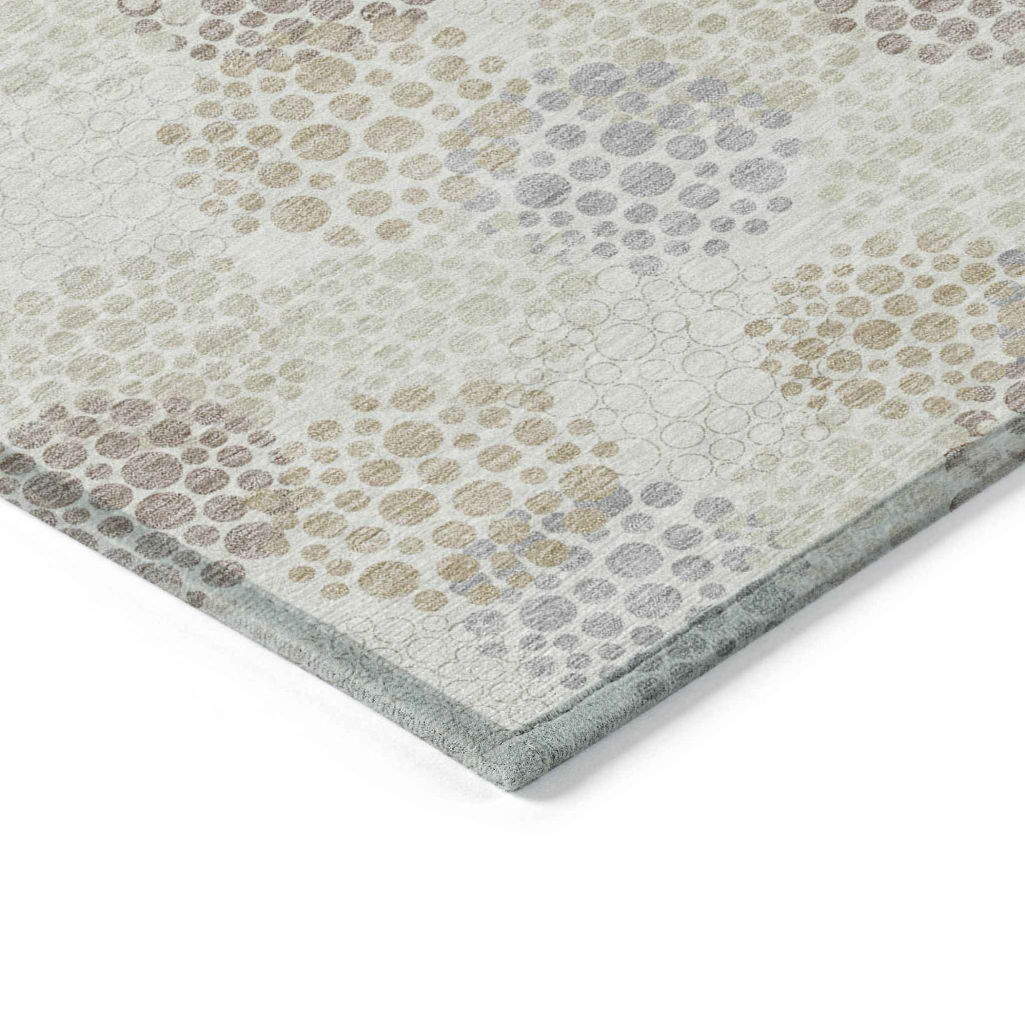 5' X 8' Ivory Brown And Gray Polka Dot Washable Indoor Outdoor Area Rug