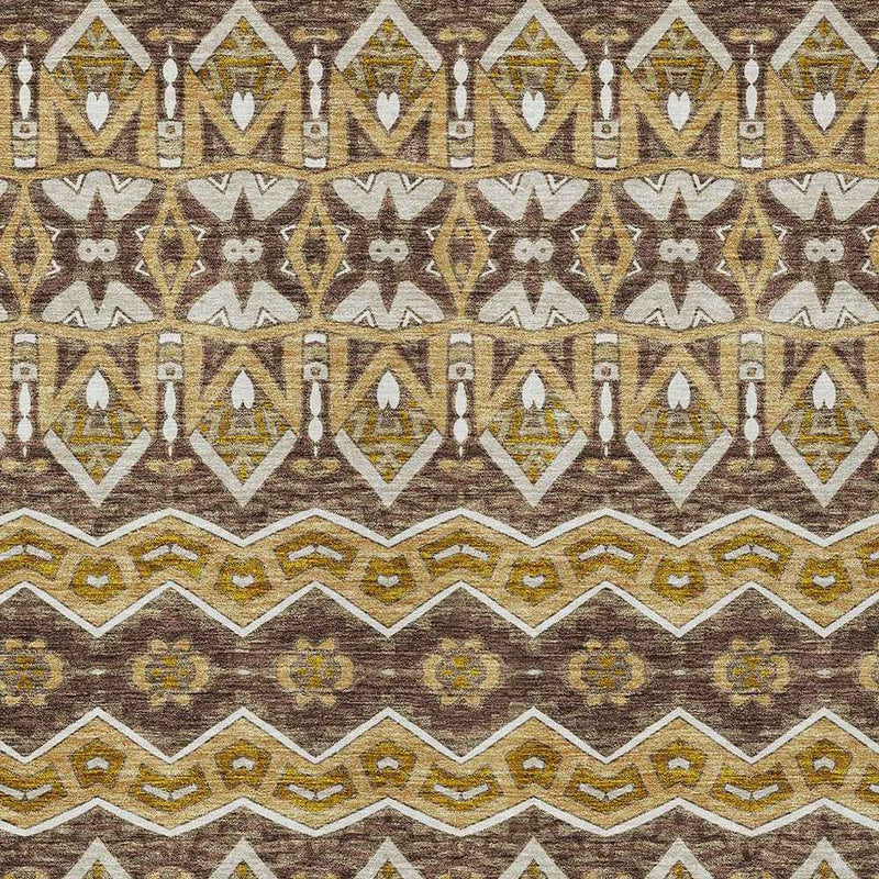 10' X 14' Gold Brown And Beige Moroccan Washable Indoor Outdoor Area Rug