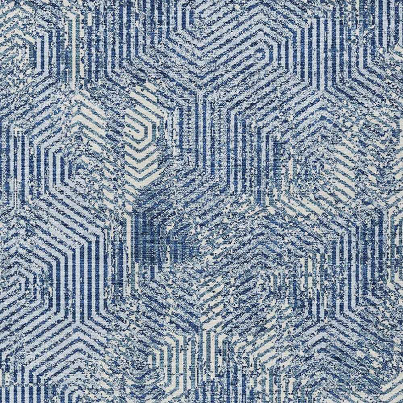 3' X 5' Navy Blue And Ivory Geometric Washable Indoor Outdoor Area Rug