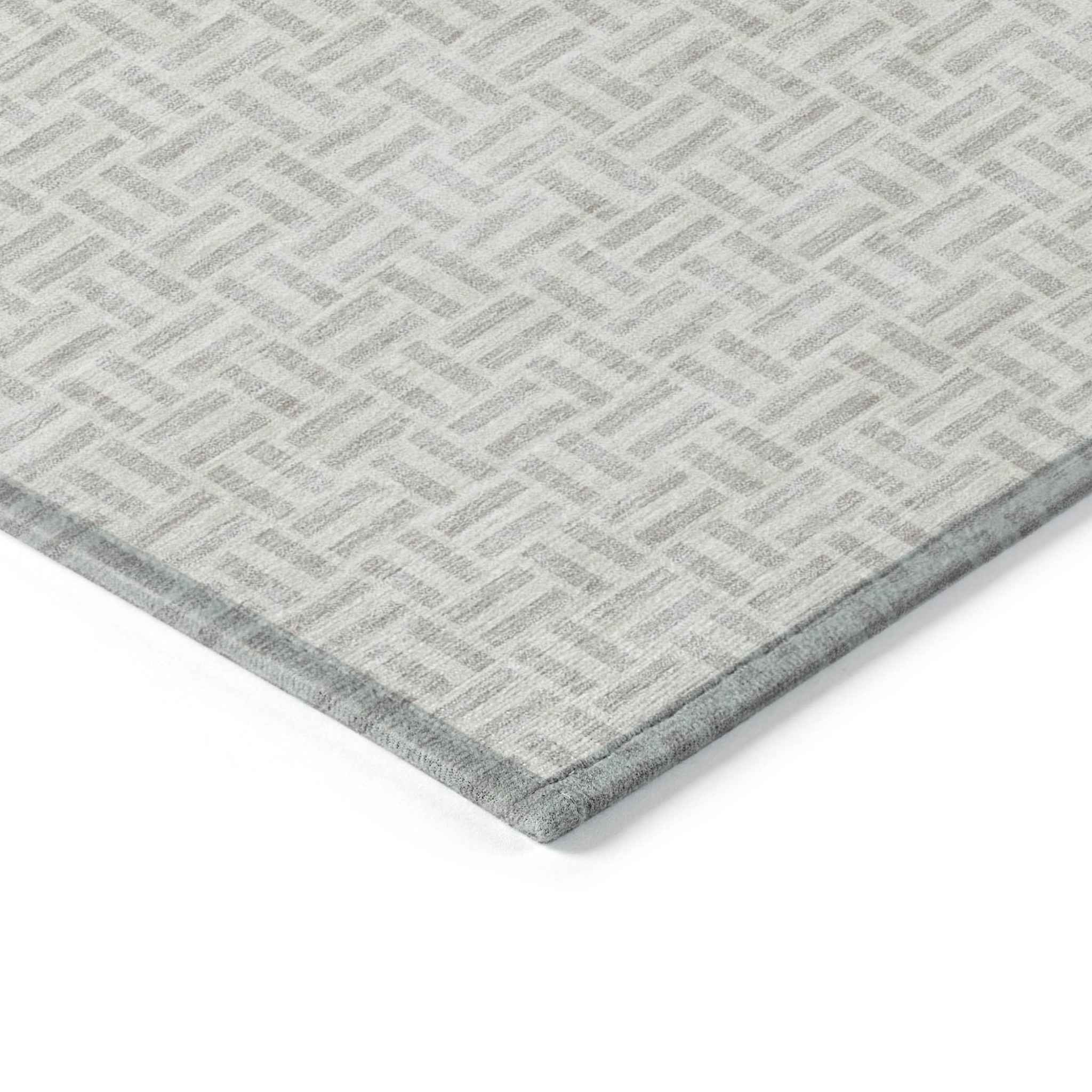 8' X 10' Taupe And Silver Geometric Washable Indoor Outdoor Area Rug