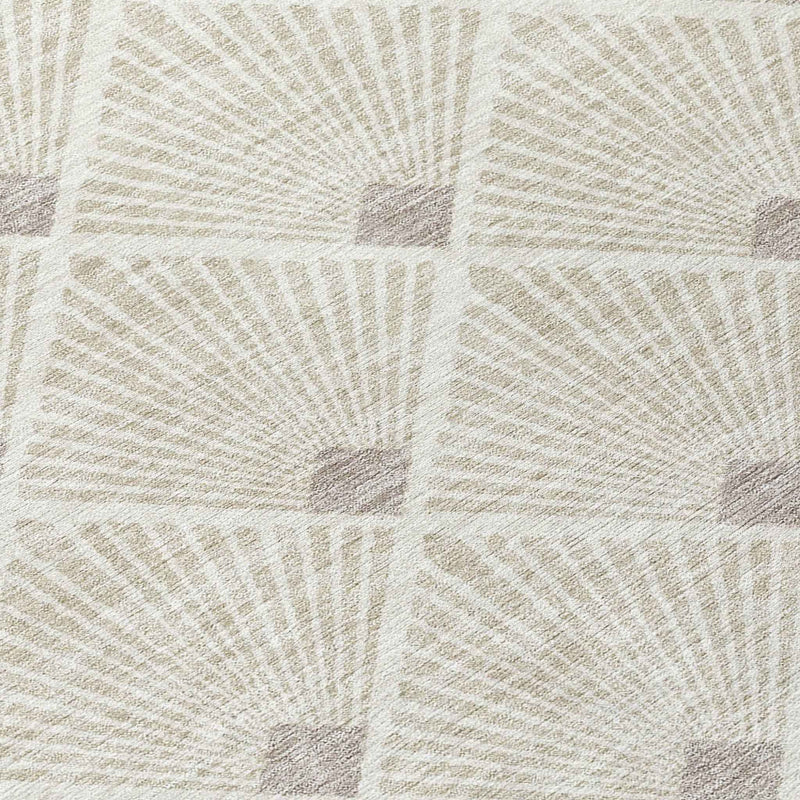 9' X 12' Beige And Ivory Geometric Washable Indoor Outdoor Area Rug