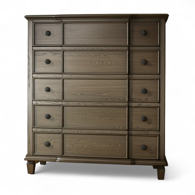 40" Oak Wood Five Drawer Dresser - Bed & Bath