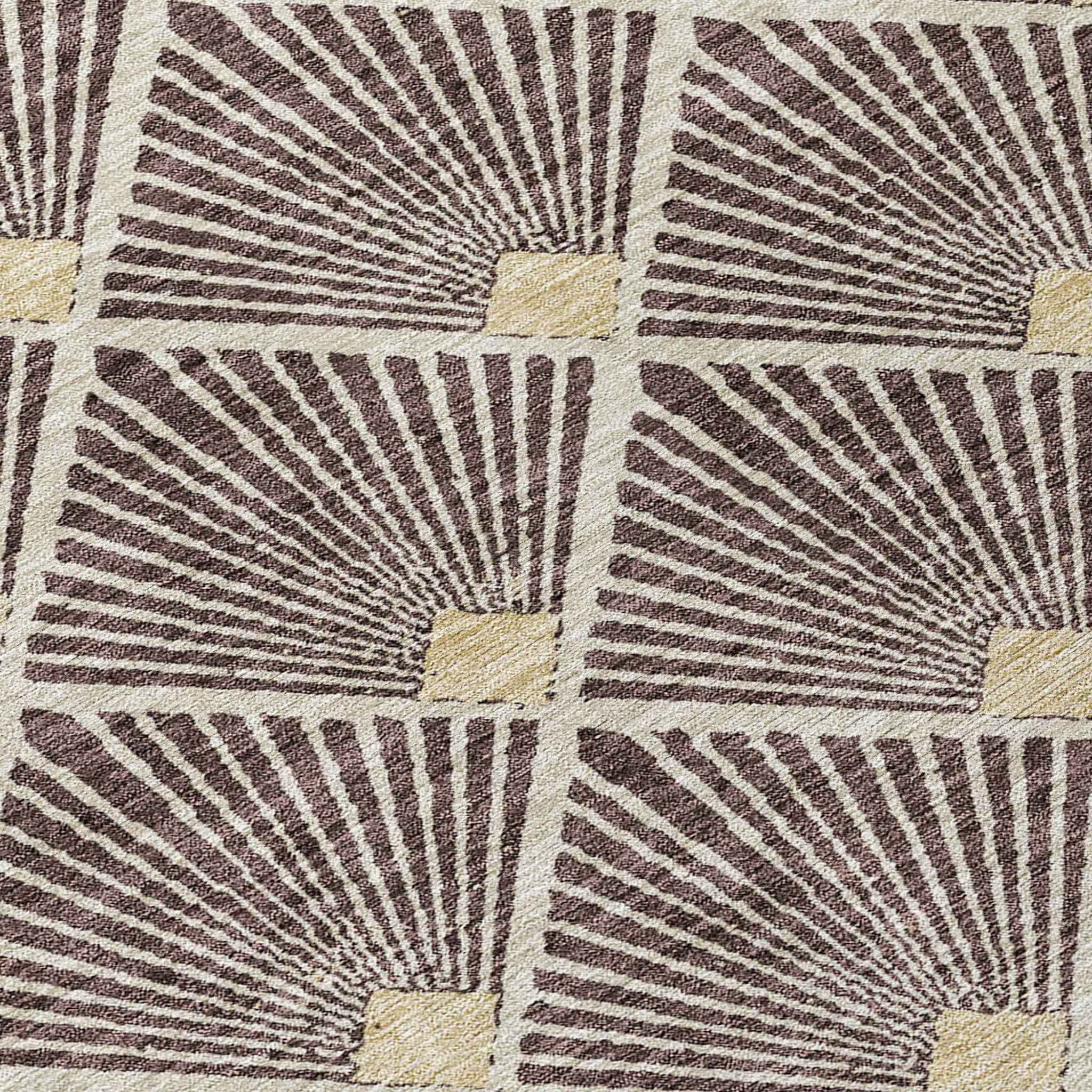 3' X 5' Brown And Beige Geometric Washable Indoor Outdoor Area Rug