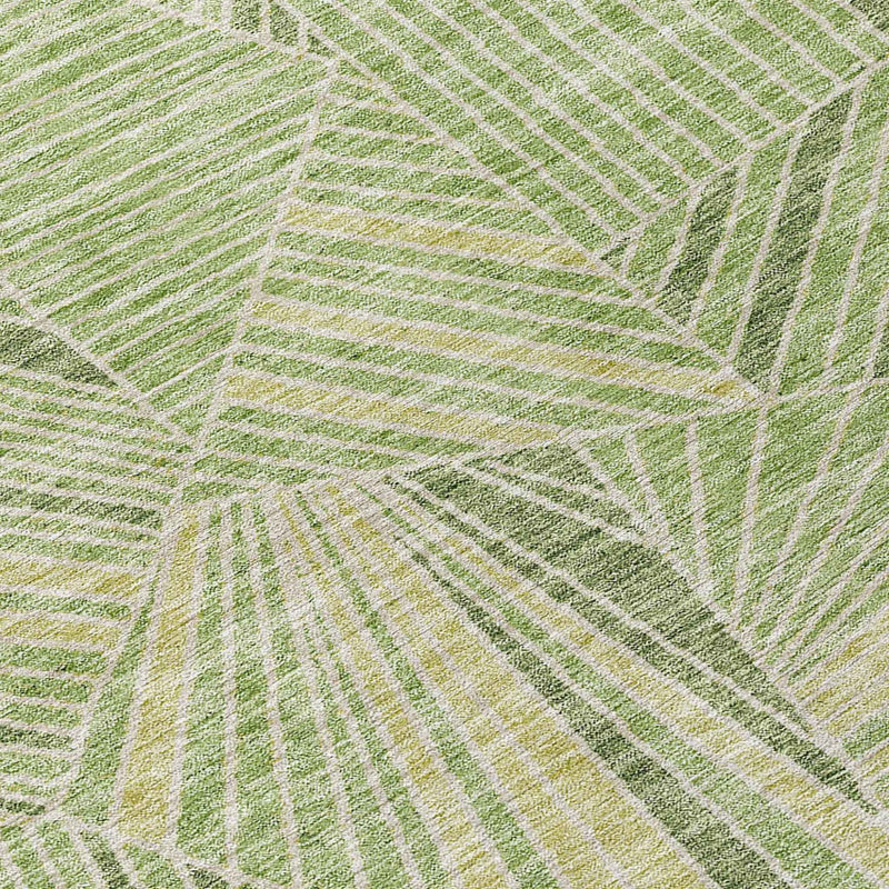 8' X 10' Green And Olive Green Geometric Washable Indoor Outdoor Area Rug