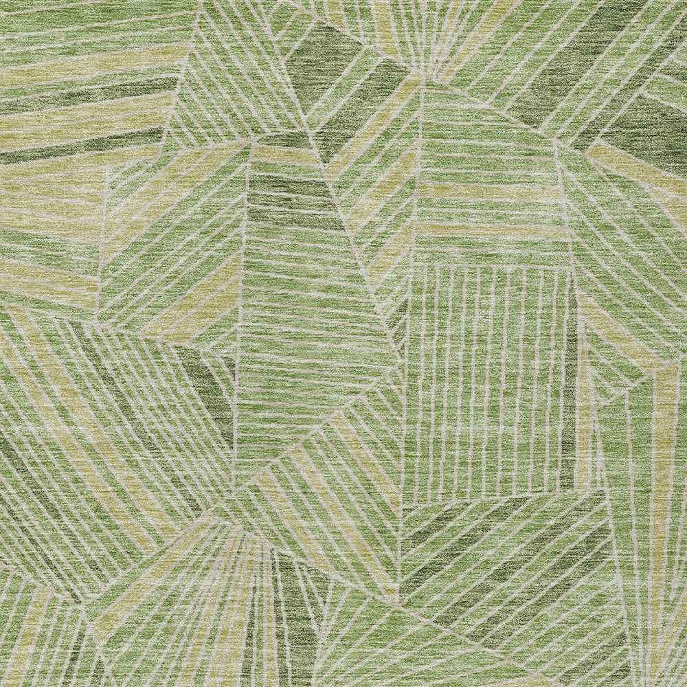 8' X 10' Green And Olive Green Geometric Washable Indoor Outdoor Area Rug