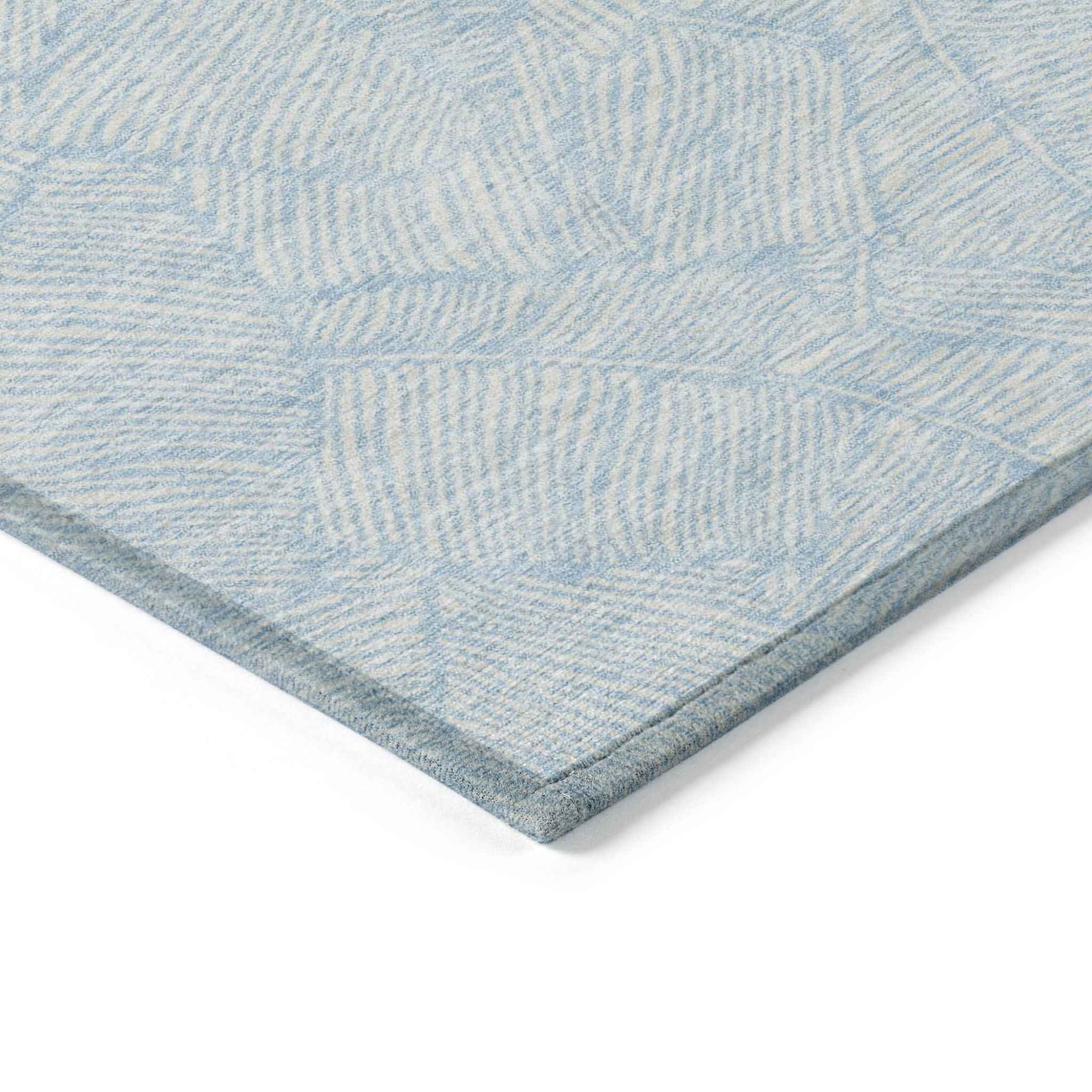 5' X 8' Sky Blue And Ivory Floral Washable Indoor Outdoor Area Rug