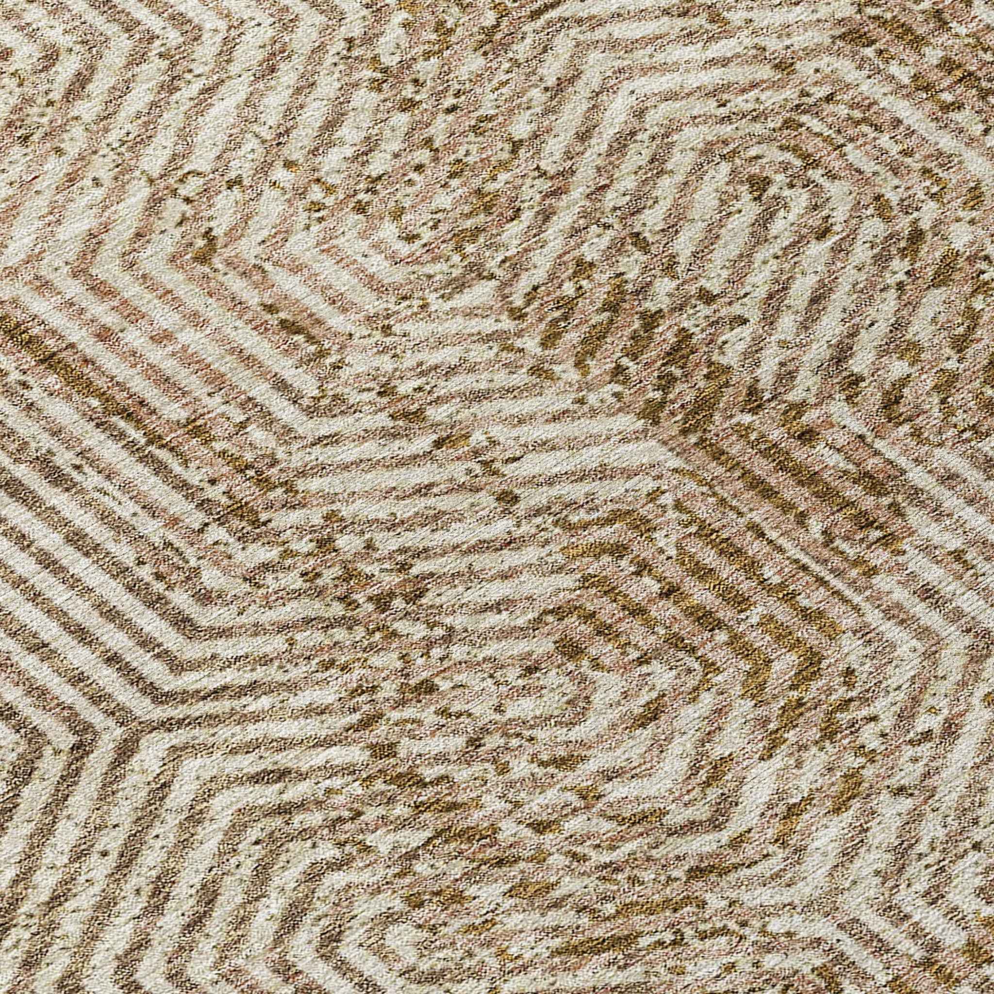 3' X 5' Brown And Beige Geometric Washable Indoor Outdoor Area Rug