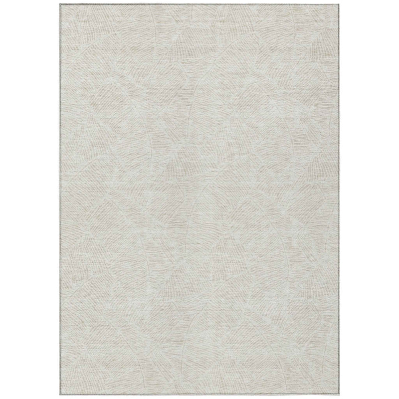 8' X 10' Ivory And Beige Floral Washable Indoor Outdoor Area Rug