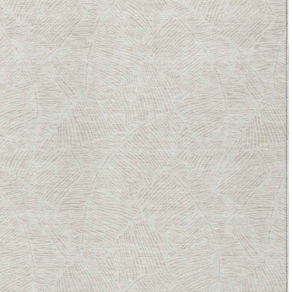 8' X 10' Ivory And Beige Floral Washable Indoor Outdoor Area Rug