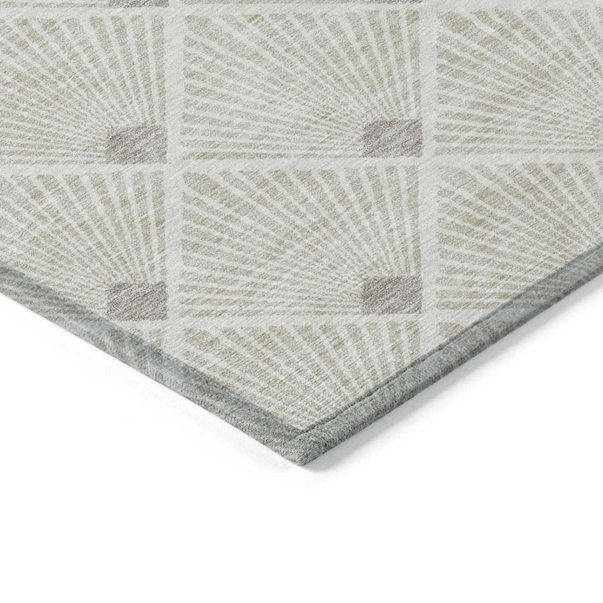 3' X 5' Beige And Ivory Geometric Washable Indoor Outdoor Area Rug