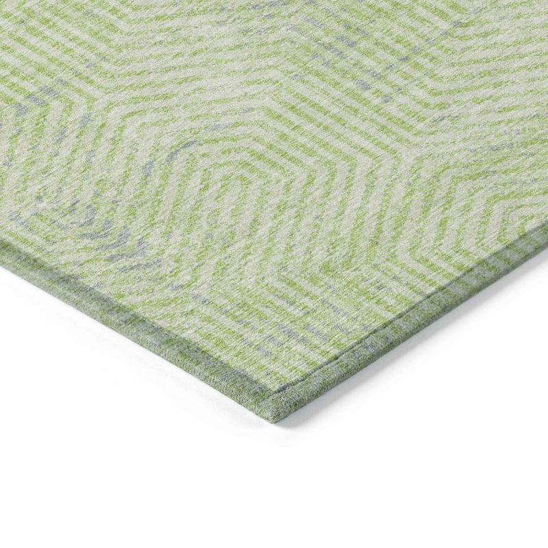 10' X 14' Lime Green Gray And Ivory Geometric Washable Indoor Outdoor Area Rug