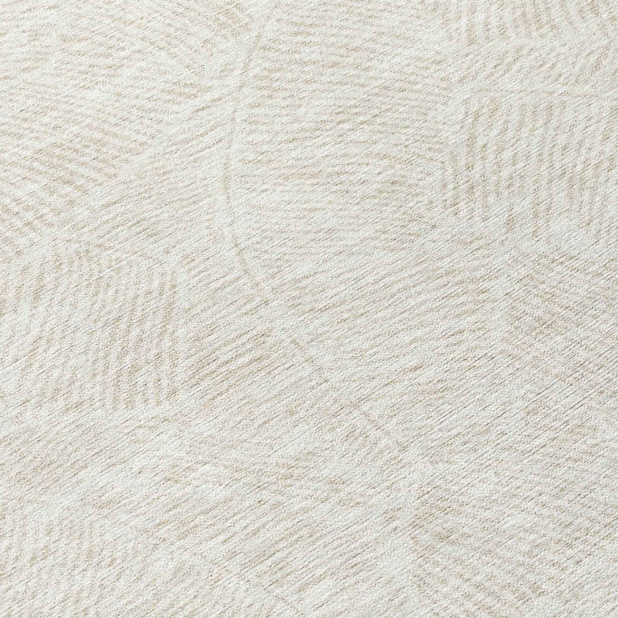 8' Ivory And Beige Round Floral Washable Indoor Outdoor Area Rug