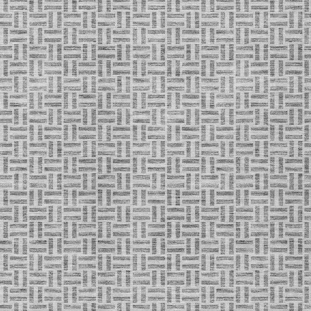 3' X 5' Gray And Silver Geometric Washable Indoor Outdoor Area Rug