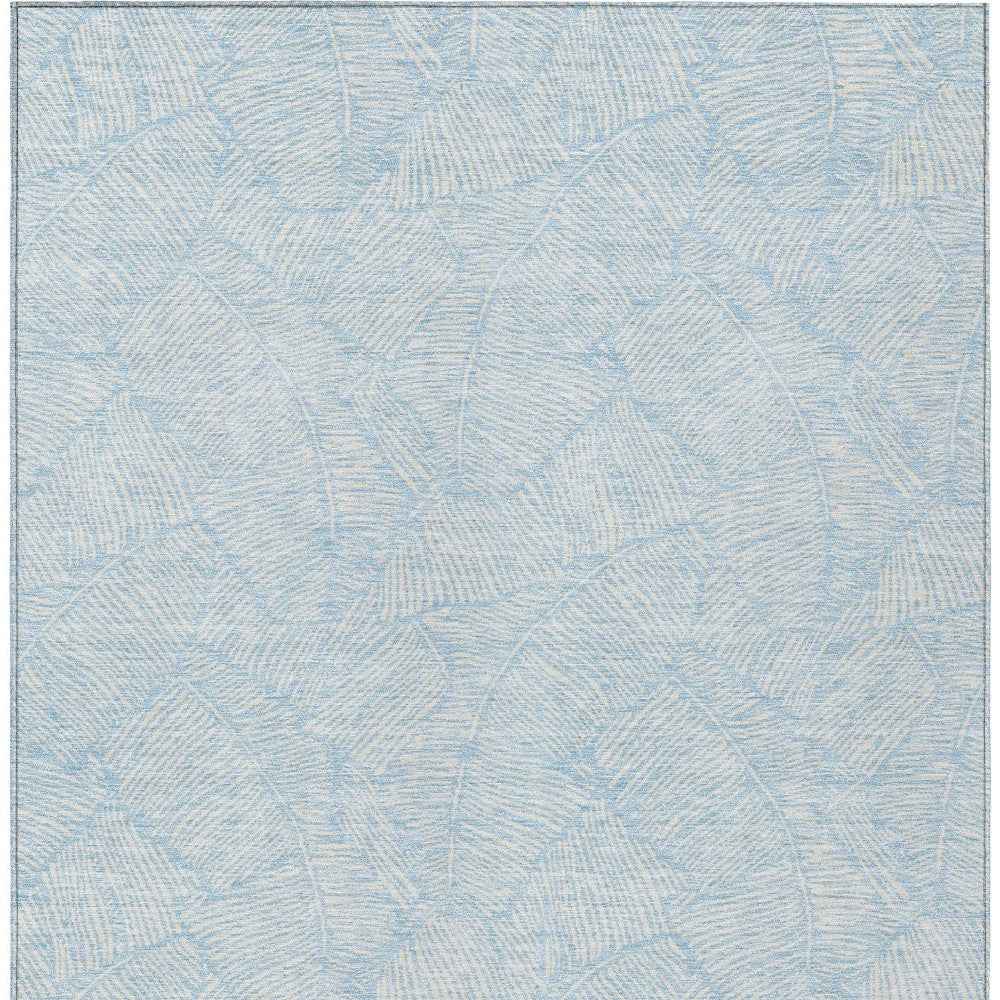 8' X 10' Sky Blue And Ivory Floral Washable Indoor Outdoor Area Rug
