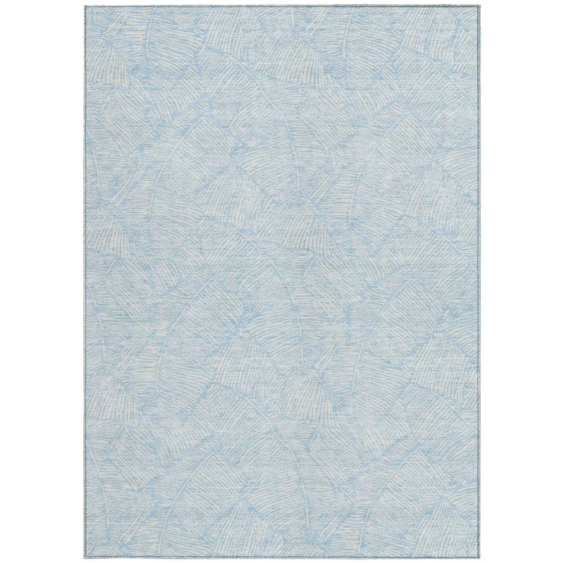 8' X 10' Sky Blue And Ivory Floral Washable Indoor Outdoor Area Rug