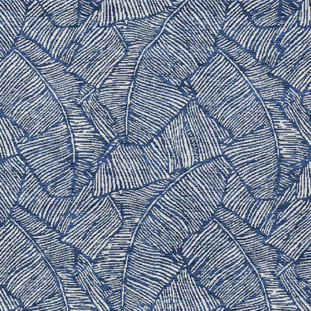 9' X 12' Navy Blue And Ivory Floral Washable Indoor Outdoor Area Rug