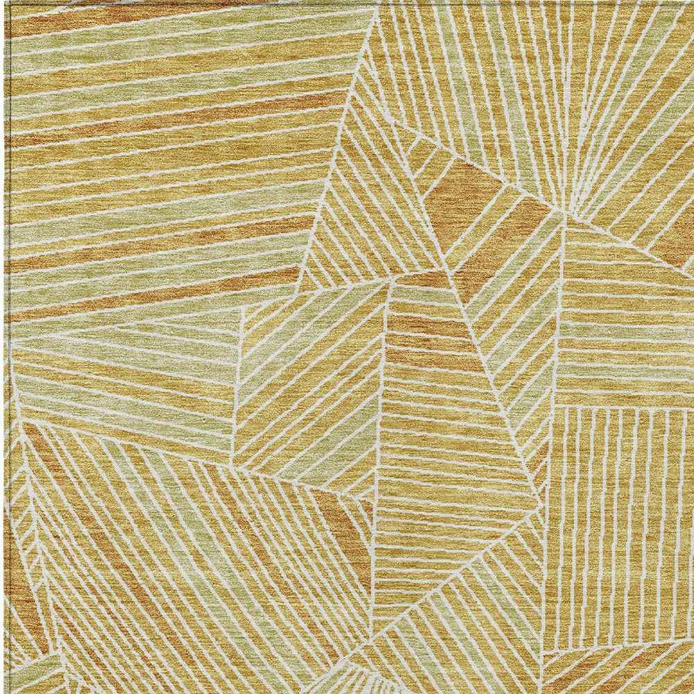 8' X 10' Gold Copper And Brown Geometric Washable Indoor Outdoor Area Rug