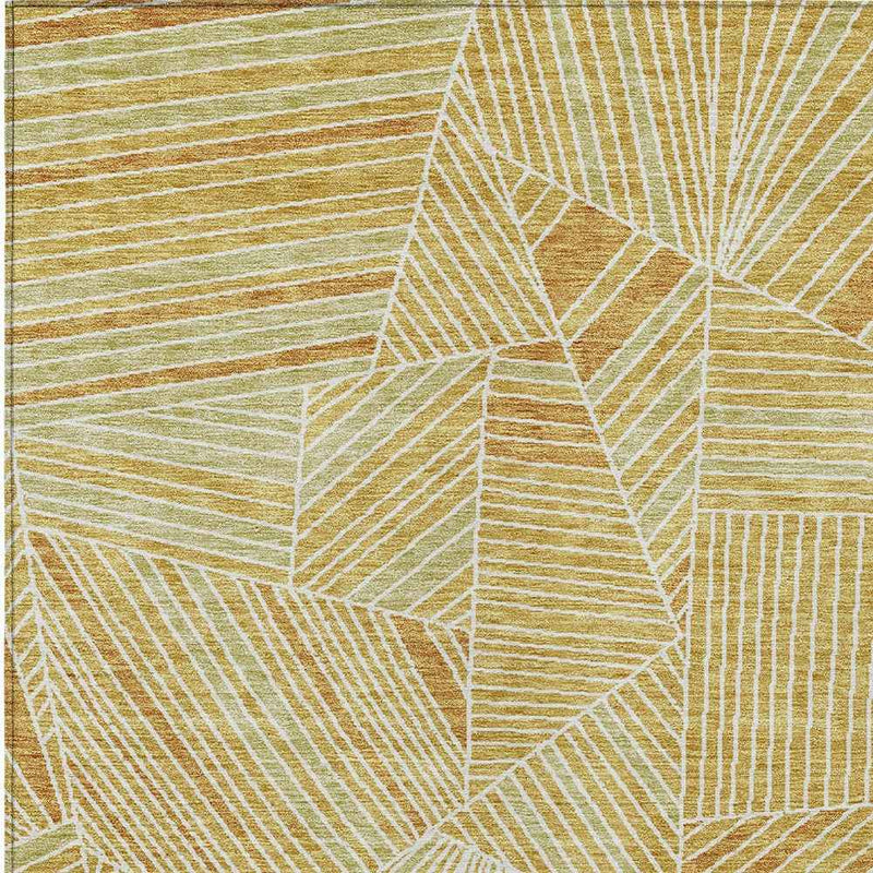 8' X 10' Gold Copper And Brown Geometric Washable Indoor Outdoor Area Rug