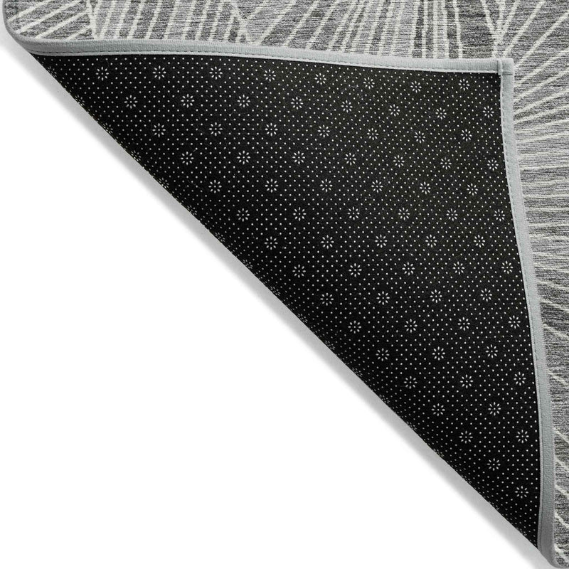 8' X 10' Gray And Ivory Geometric Washable Indoor Outdoor Area Rug