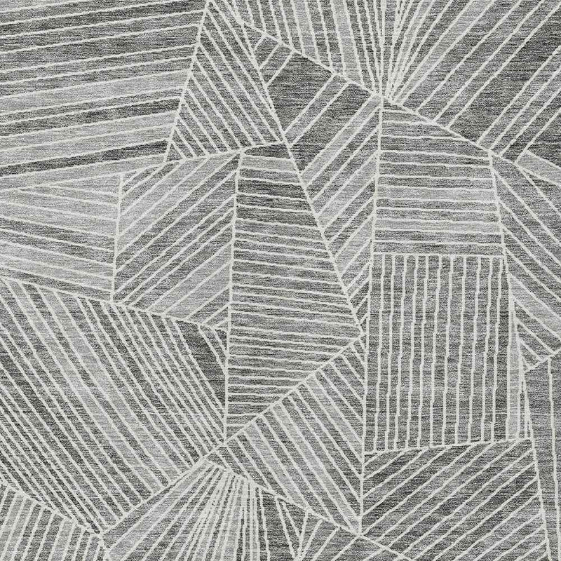 8' X 10' Gray And Ivory Geometric Washable Indoor Outdoor Area Rug