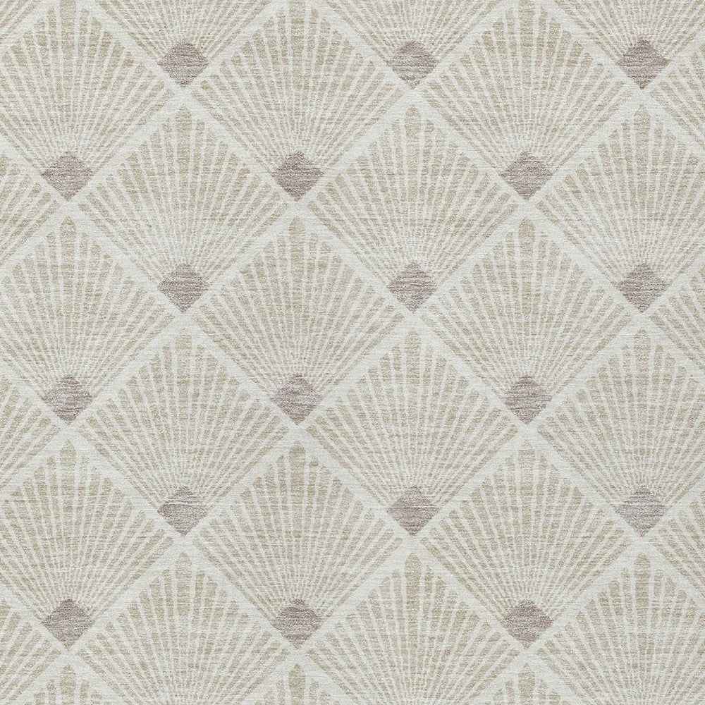 8' X 10' Beige And Ivory Geometric Washable Indoor Outdoor Area Rug