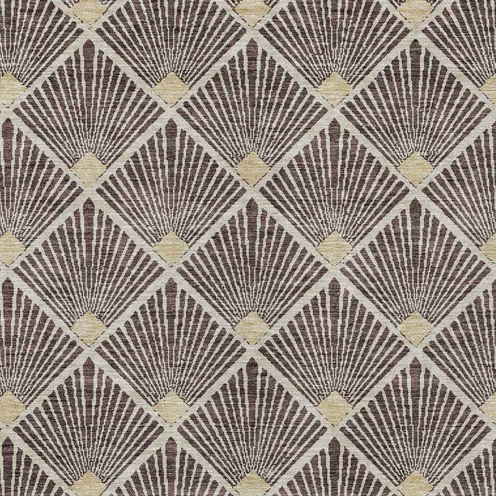 5' X 8' Brown And Beige Geometric Washable Indoor Outdoor Area Rug