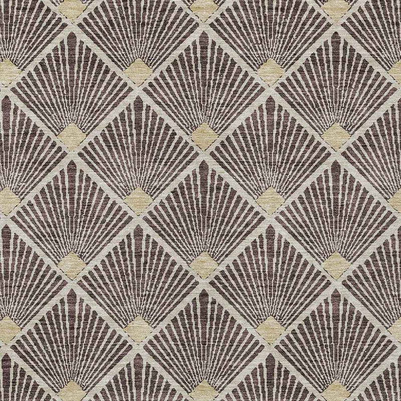 5' X 8' Brown And Beige Geometric Washable Indoor Outdoor Area Rug