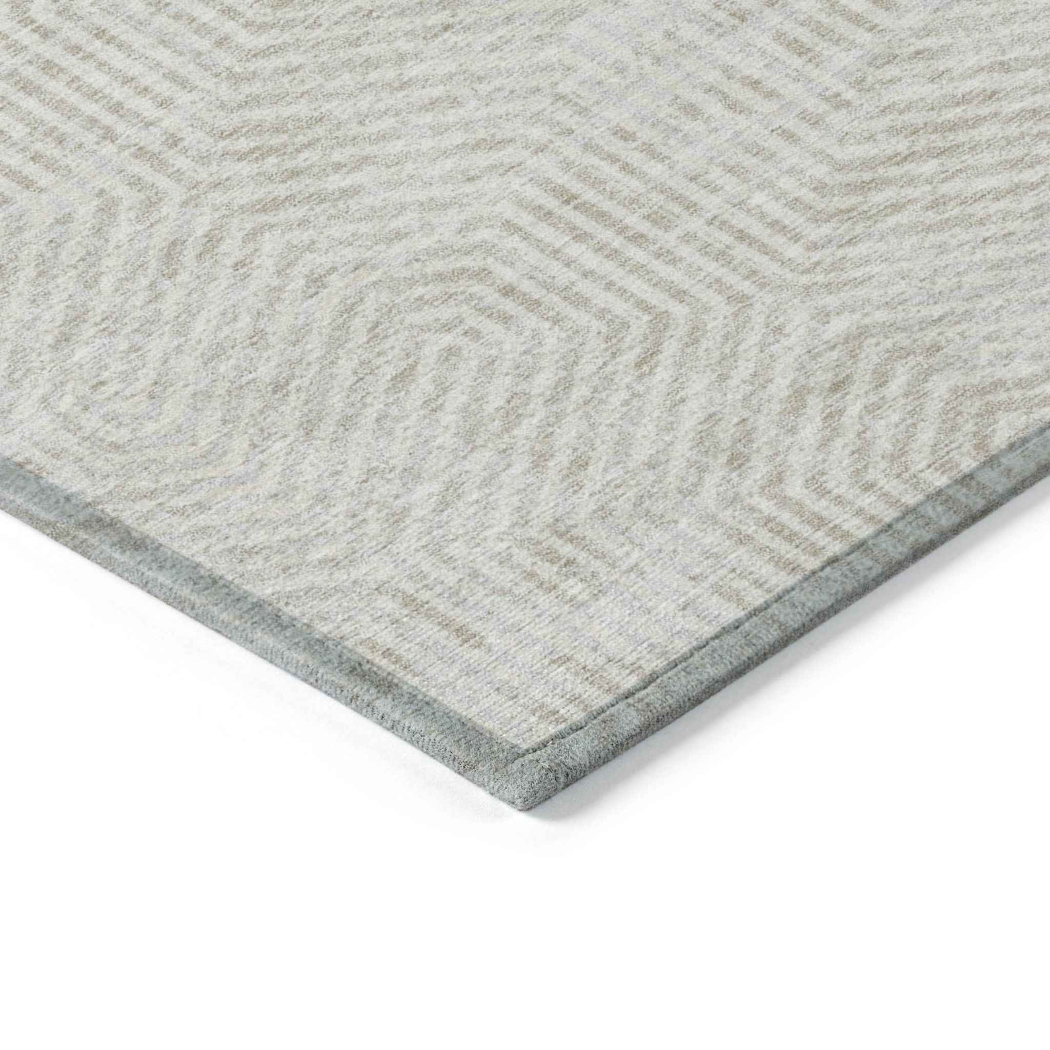 5' X 8' Ivory And Gray Geometric Washable Indoor Outdoor Area Rug
