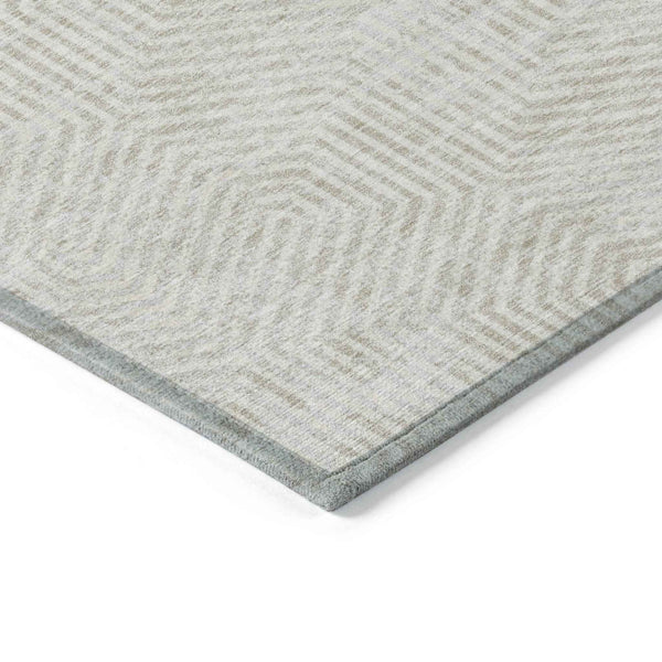 5' X 8' Ivory And Gray Geometric Washable Indoor Outdoor Area Rug