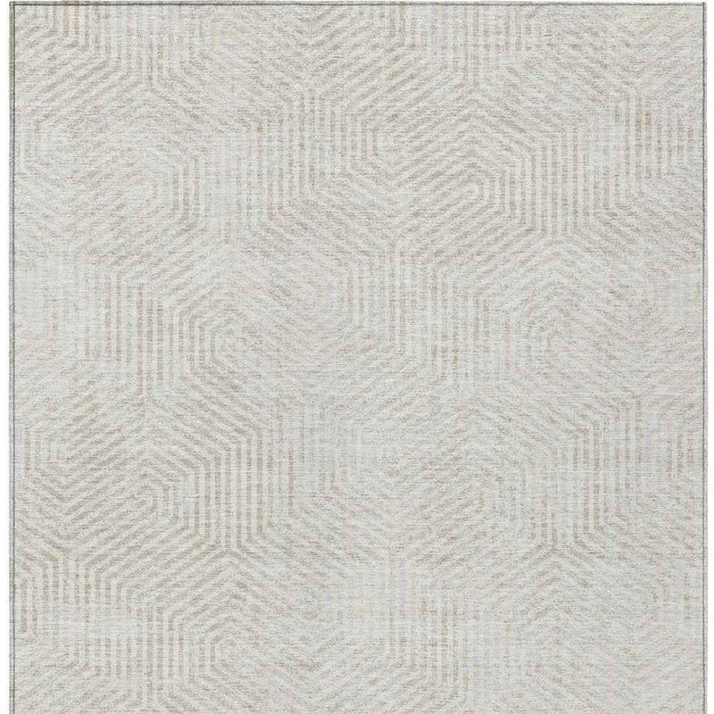 5' X 8' Ivory And Gray Geometric Washable Indoor Outdoor Area Rug