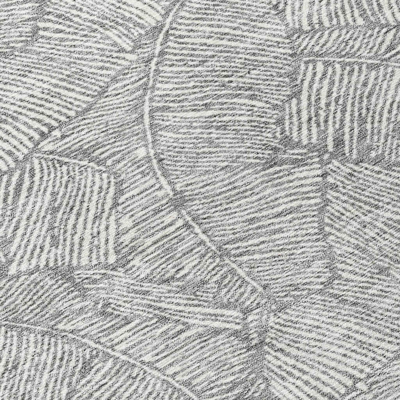 8' Gray And Ivory Round Floral Washable Indoor Outdoor Area Rug