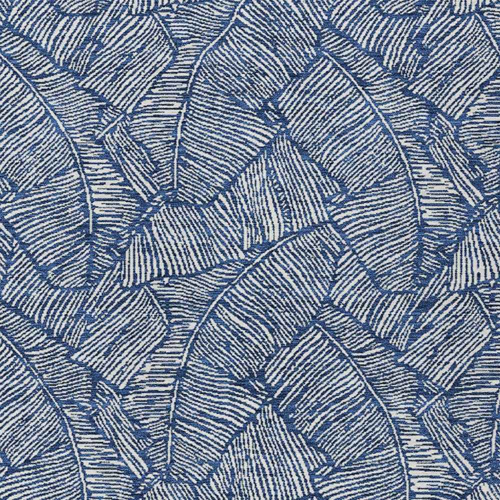 8' X 10' Navy Blue And Ivory Floral Washable Indoor Outdoor Area Rug