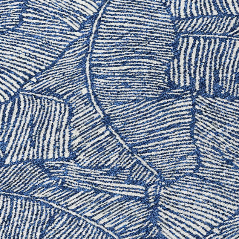 8' Navy Blue And Ivory Round Floral Washable Indoor Outdoor Area Rug