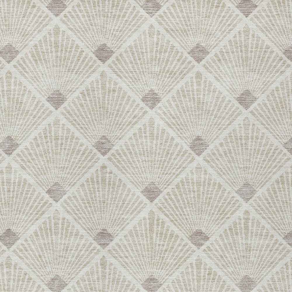 10' X 14' Beige And Ivory Geometric Washable Indoor Outdoor Area Rug