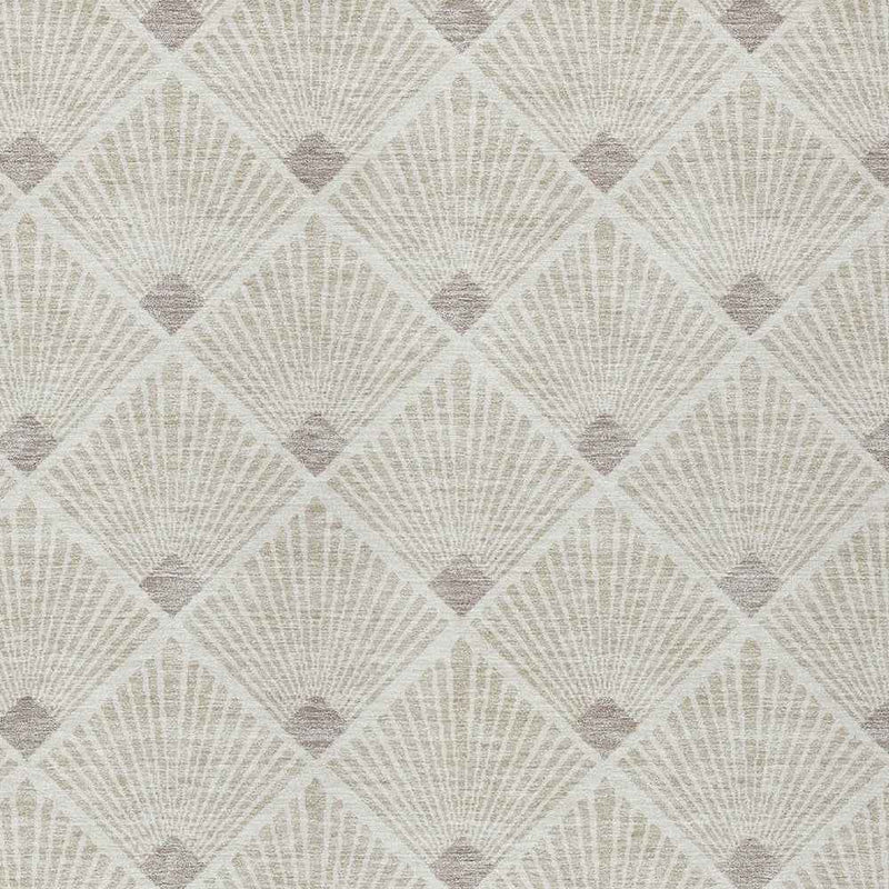 10' X 14' Beige And Ivory Geometric Washable Indoor Outdoor Area Rug