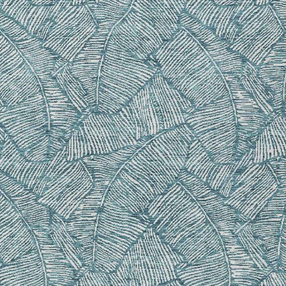 5' X 8' Teal Blue And Ivory Floral Washable Indoor Outdoor Area Rug
