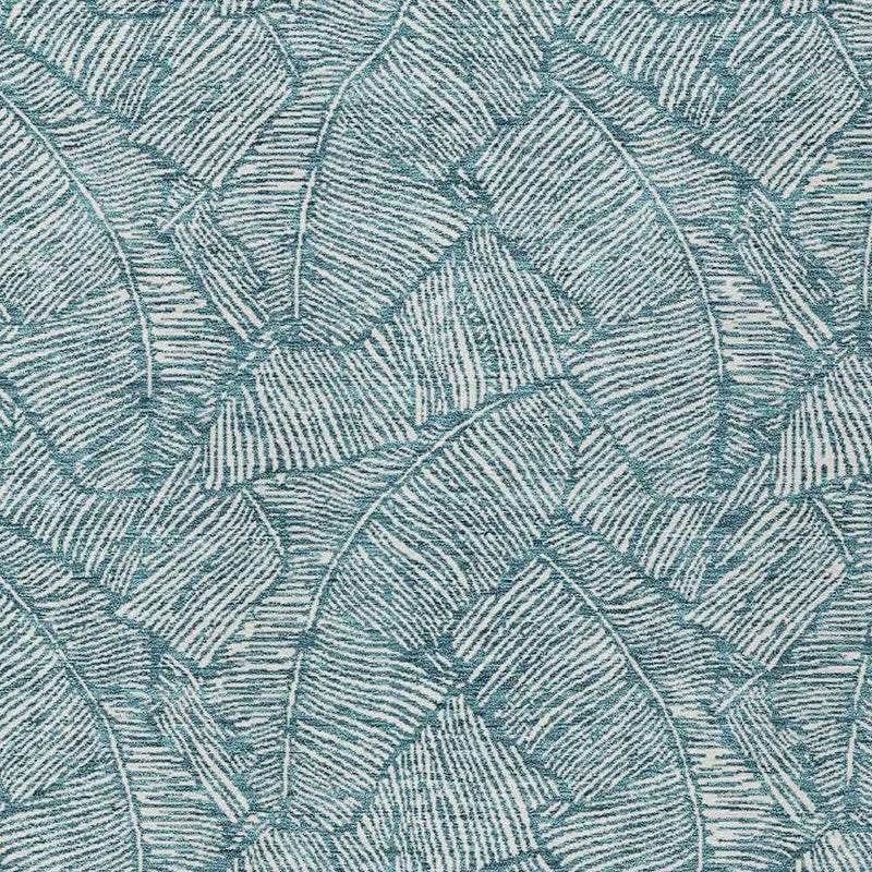 5' X 8' Teal Blue And Ivory Floral Washable Indoor Outdoor Area Rug