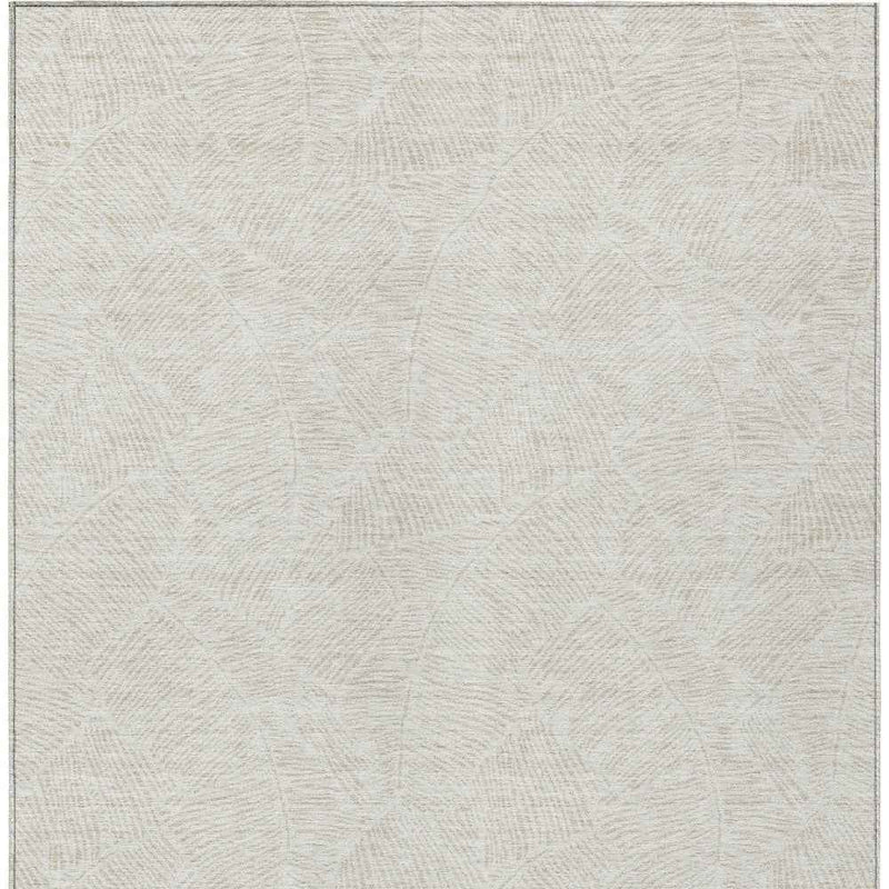 3' X 5' Ivory And Beige Floral Washable Indoor Outdoor Area Rug