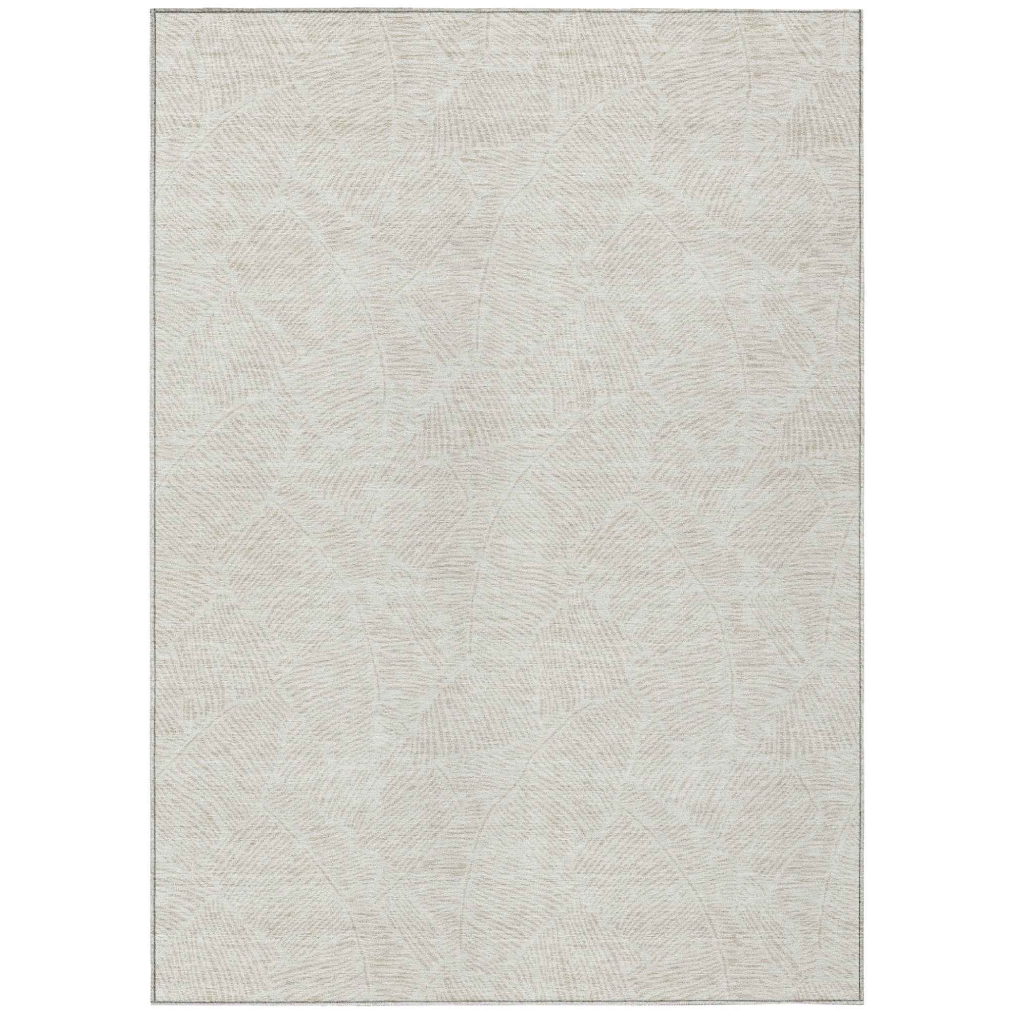 3' X 5' Ivory And Beige Floral Washable Indoor Outdoor Area Rug