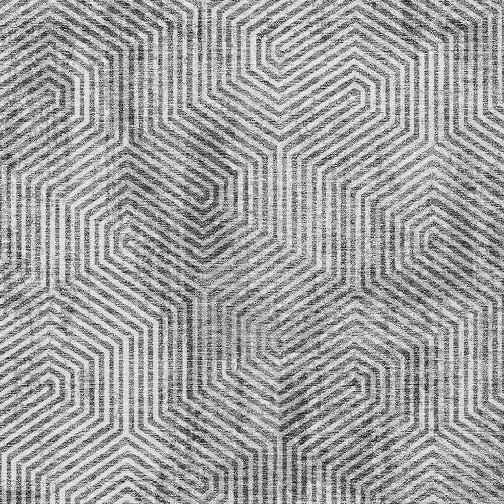 10' X 14' Silver And Gray Geometric Washable Indoor Outdoor Area Rug