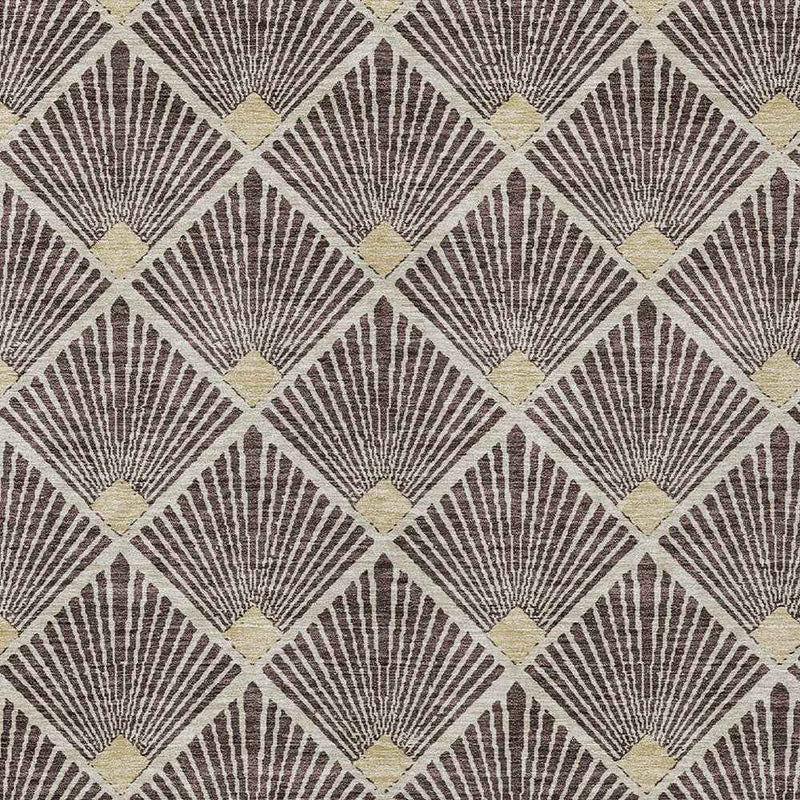 9' X 12' Brown And Beige Geometric Washable Indoor Outdoor Area Rug