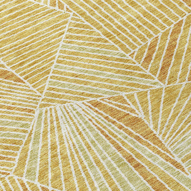 3' X 5' Gold Copper And Brown Geometric Washable Indoor Outdoor Area Rug