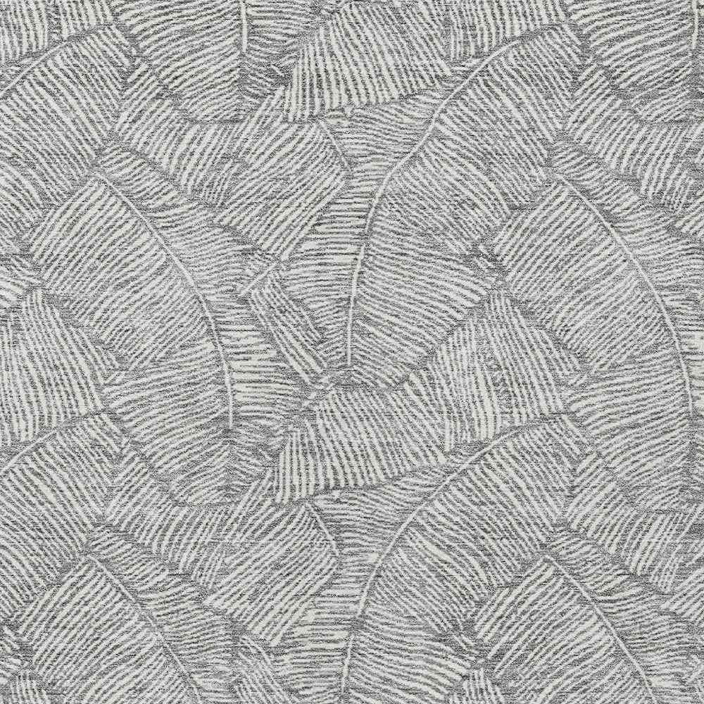 10' X 14' Gray And Ivory Floral Washable Indoor Outdoor Area Rug