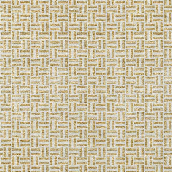 5' X 8' Gold And Ivory Geometric Washable Indoor Outdoor Area Rug