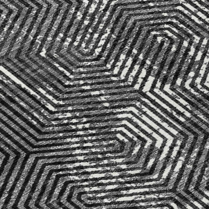 5' X 8' Black And Ivory Geometric Washable Indoor Outdoor Area Rug