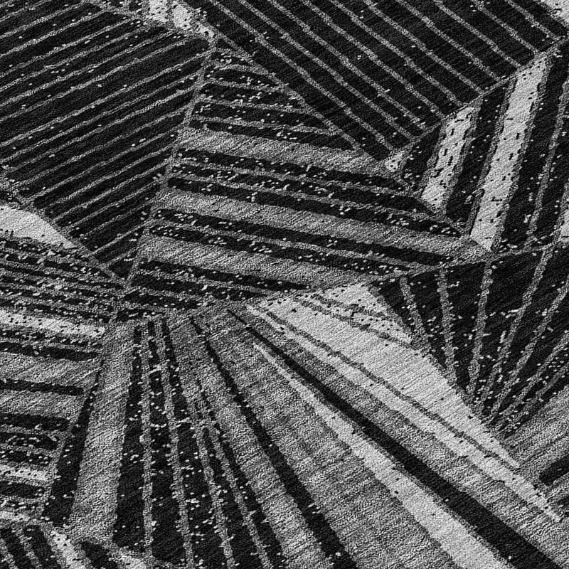 3' X 5' Black And Gray Geometric Washable Indoor Outdoor Area Rug