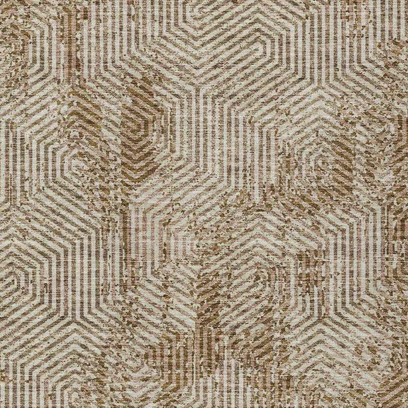 9' X 12' Brown And Beige Geometric Washable Indoor Outdoor Area Rug