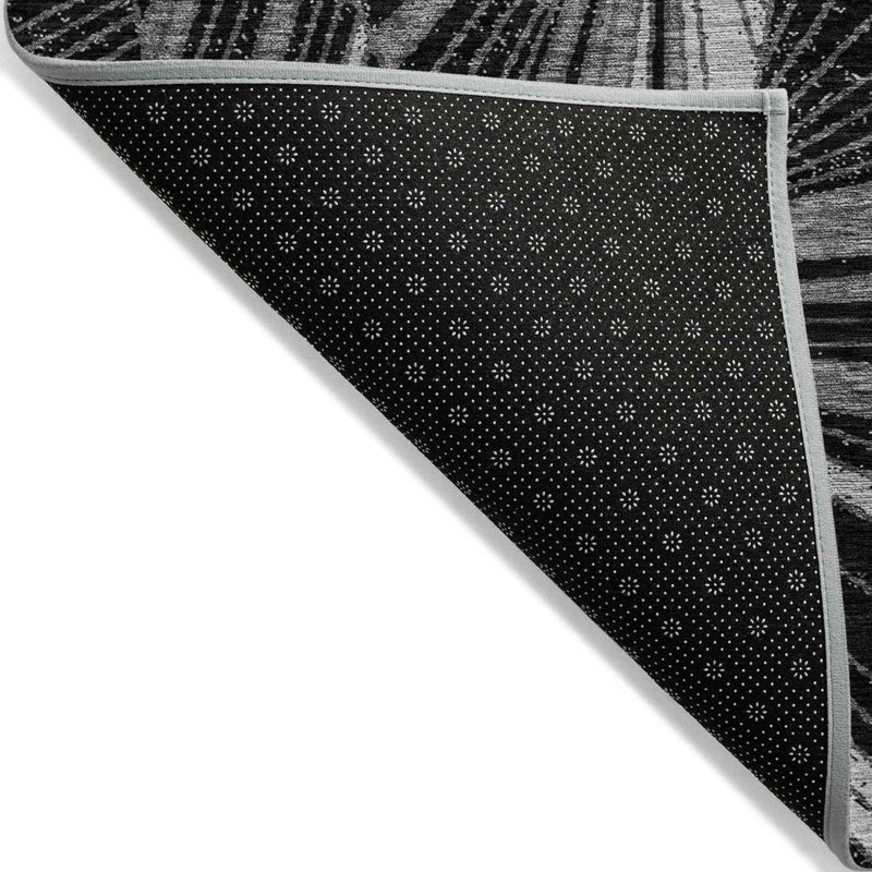 3' X 5' Black And Gray Geometric Washable Indoor Outdoor Area Rug