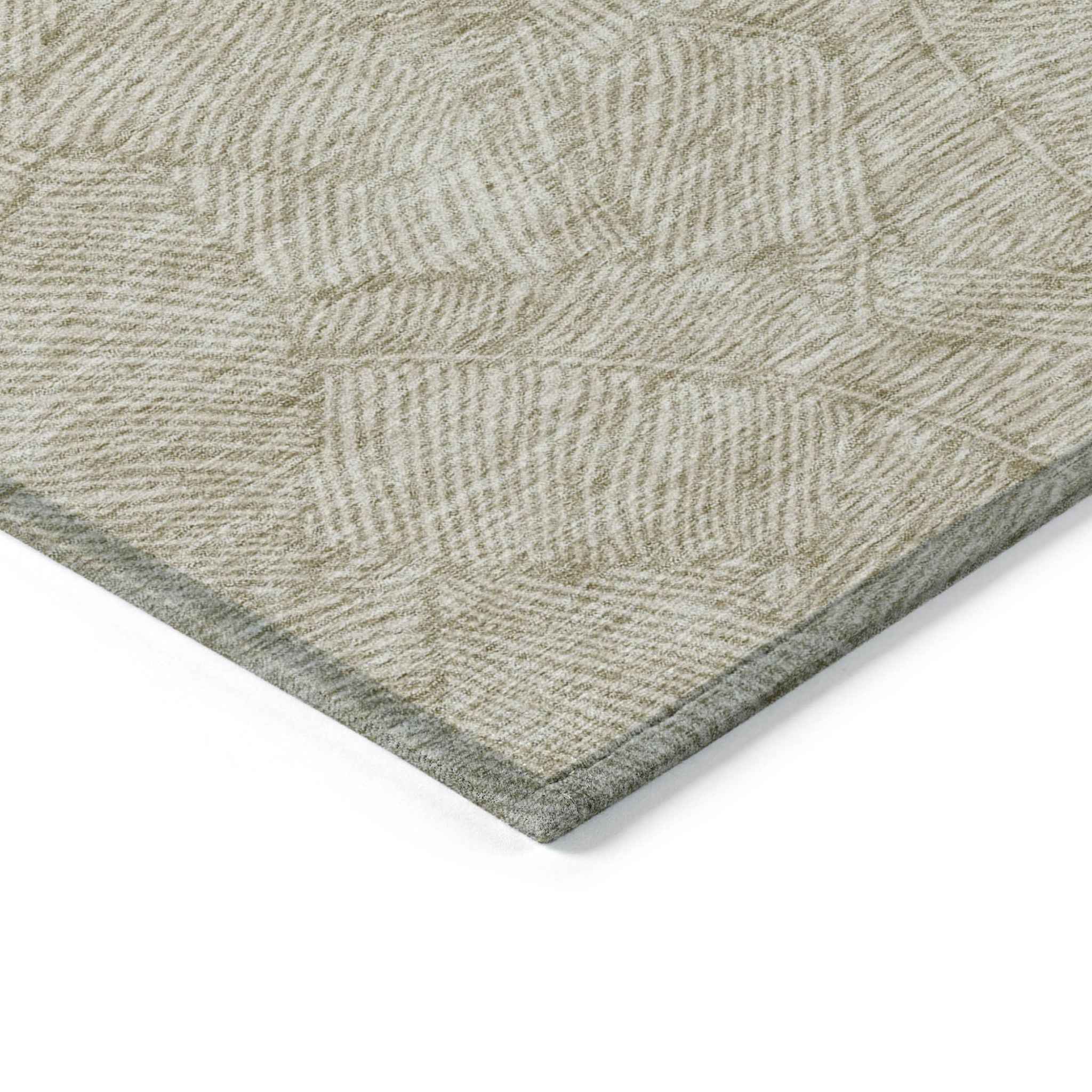 5' X 8' Taupe And Ivory Floral Washable Indoor Outdoor Area Rug